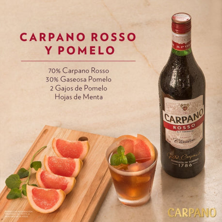 Combo de 8 Aperitivo Vermut Carpano Rosso Clásico, 950 ml / 32.12 oz
