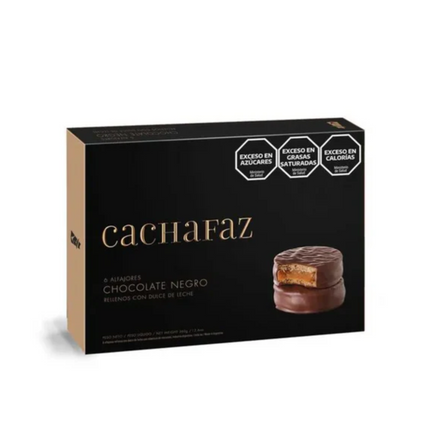 Cachafaz Alfajor de Chocolate Negro con Dulce de Leche – Caja de 12 720 g / 25.4 oz