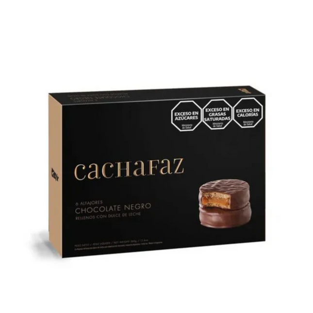 Cachafaz Alfajor of Dark Chocolate with Dulce de leche, 60 g (Box of 12)