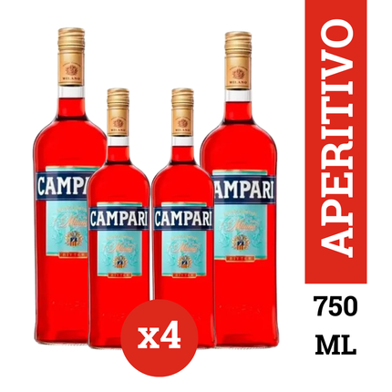 Campari Aperitivo 750 ml – Clásico Italiano Original x4 Botellas