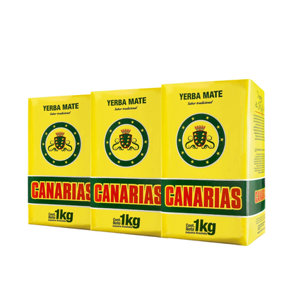 Canarias Yerba Mate Tradicional Clásica Pack x3 – 1 kg cada unidad / 35.2 oz each – yerba uruguaya de molienda fina e intensa