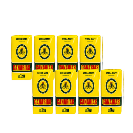 Canarias Yerba Mate Tradicional Clásica Pack x8 – 1 kg cada unidad / 35.2 oz each – yerba uruguaya molienda fina sabor intenso