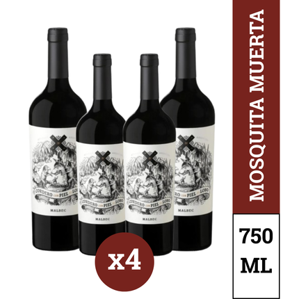 Cordero Con Piel de Lobo Malbec Pack x4 – Vino Tinto Argentino de Mendoza 750 ml / 25.3 oz