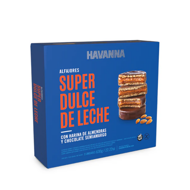 Havanna Alfajor Súper Dulce de Leche Chocolate Semiamargo with Almond Flour – Box of 9 – alfajores argentinos premium con dulce de leche