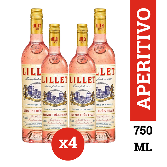 Lillet Rosé Aperitivo Francés pack x4 botellas 750 ml / 25.3 oz