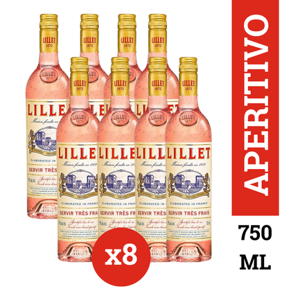 Combo de 8 Lillet Rosé Aperitivo Francés, 750 ml / 25.3 oz