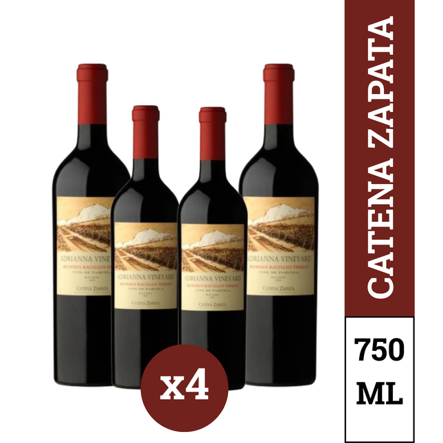 Combo de 4 Vinos Tinto Adrianna Vineyard Mundus Bacillus Malbec – From Mendoza 750 ml / 25.3 oz