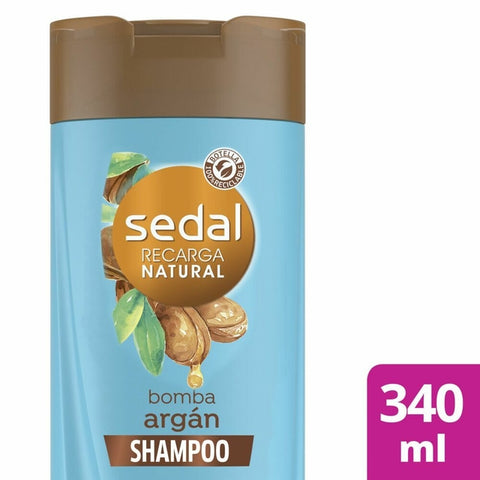 Shampoo Bomba Argán Recarga Natural Sedal, 340 ml / 11,99 oz