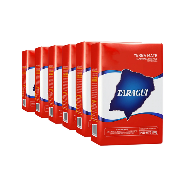 Taragüí Yerba Mate Clásica Con Palo Pack x6 – 500 g cada unidad / 17.6 oz each – yerba argentina intensa y equilibrada