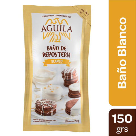 Baño de Repostería sabor Chocolate Blanco Aguila, 150 g / 5,29 oz (Pouch)