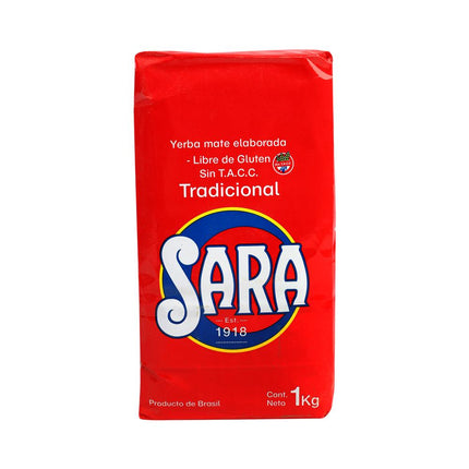 Yerba Mate Sara Tradicional Sin TACC, 1 kg / 35,27 oz (Paquete Rojo)