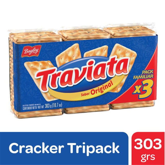Galletas de Agua Traviata Bagley Pack x3 303 g – Envío internacional