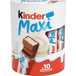 Barritas Kinder Maxi chocolate, 21 g / 0,74 oz (Caja de 10 unidades)