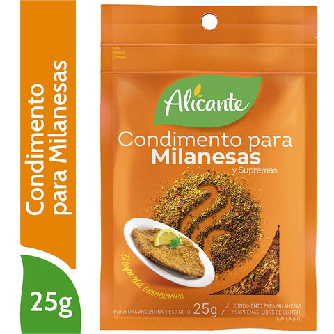 Condimento para Milanesas Sin TACC Alicante, 25 g / 0,88 oz