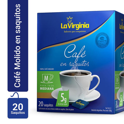 Coffee in bags Without TACC La Virginia, 100 g / 3.52 oz (Box of 20 bags)