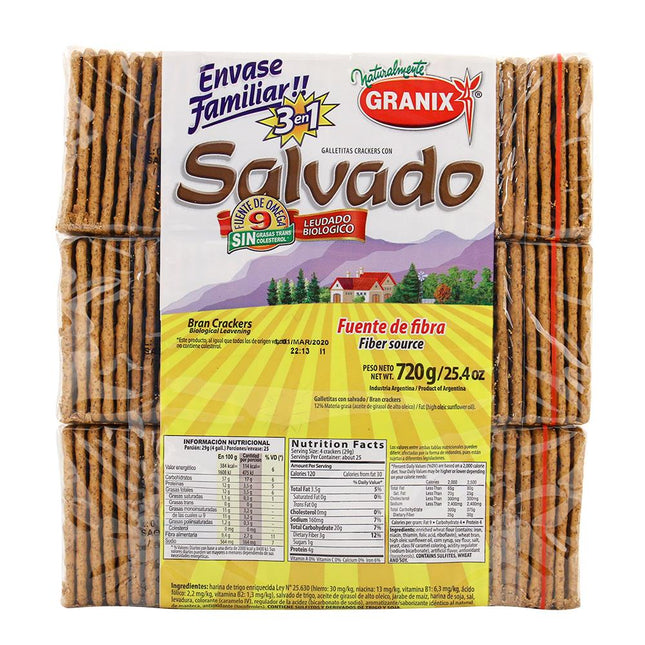 Galletitas de Salvado Granix Pack x3 720 g – Envio internacional