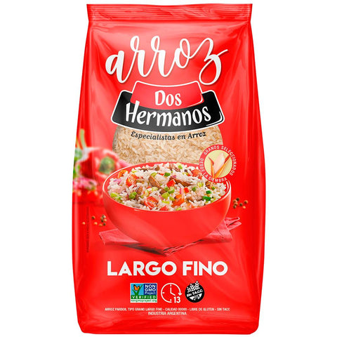 Arroz "Largo Fino" Dos Hermanos Sin TACC, 1 kg / 35,27 oz (Paquete Rojo)