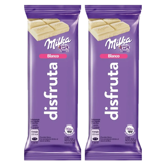 Milka White Chocolate, 55 g / 1.94 oz (2 units)