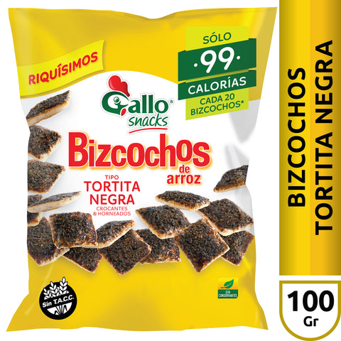 Bizcochos de Arroz tipo Tortita Negra Sin TACC Gallo, 100 g / 3,52 oz