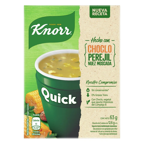 Sopa Quick Hecha con Choclo, Perejil y Nuez Moscada Knorr, 63 g / 2,22 oz (5 sobres)