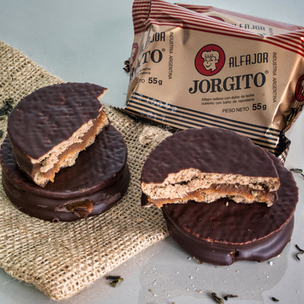 Jorgito Dark Chocolate Alfajor Filled with Dulce de Leche, 55 g / 1.94 oz (Pack of 12)