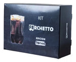 Kit - Vaso Fernet Ferchetto Botella Cortada + Posa Vaso + Revolvedor (2 Unidades)