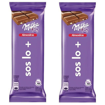 Milka Chocolate with Almonds, 55 g / 1.94 oz (2 units)