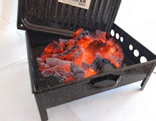 Brasero de Mesa Enlozado Profesional Parrilla