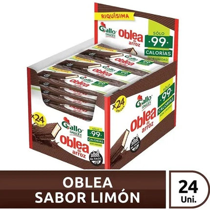 Oblea de arroz rellena de limón Sin TACC Gallo, 20 g / 0,02 oz (Caja de 24 unidades)