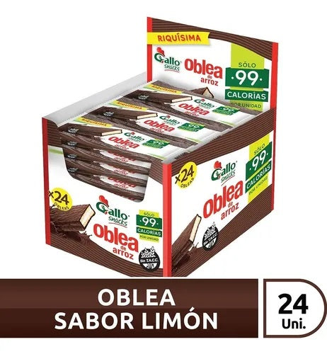 Oblea de arroz rellena de limón Sin TACC Gallo, 20 g / 0,02 oz (Caja de 24 unidades)
