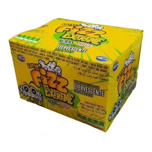 Caramelos acidos Extreme Fizz, 883,20 g / 31,15 oz (Caja de 48 unidades)