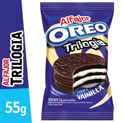 Triple-layer alfajor with Oreo cookies and vanilla-flavored cream, 55 g