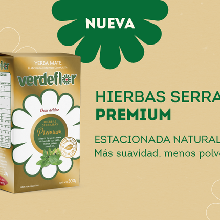 Yerba mate Hierbas Serranas Premium Without TACC Verdeflor, 500 g / 17,63 oz