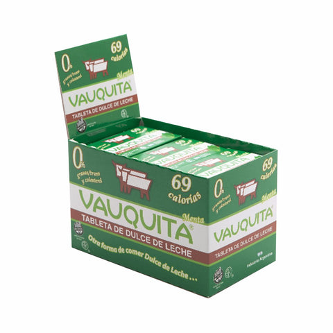 Vauquita Menta barra de dulce de leche Sin TACC (caja de 18 unidades), 450 g / 15,87 oz