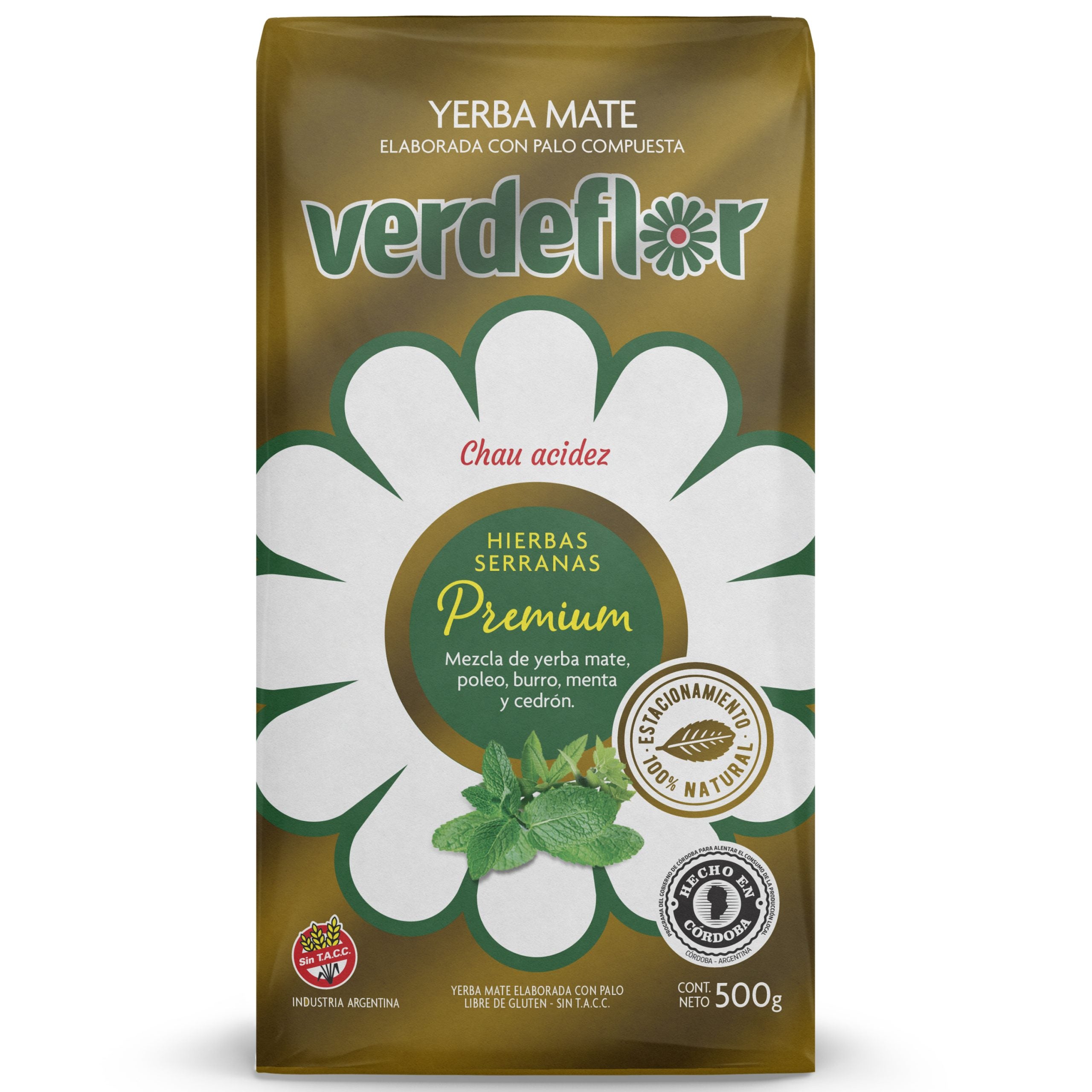 Verdeflor Yerba Mate with Palo and Poleo, Mint and Ginger Flavor