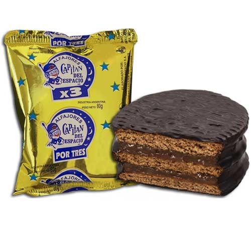 Alfajor with dulce de leche and white meringue coating, 55 g