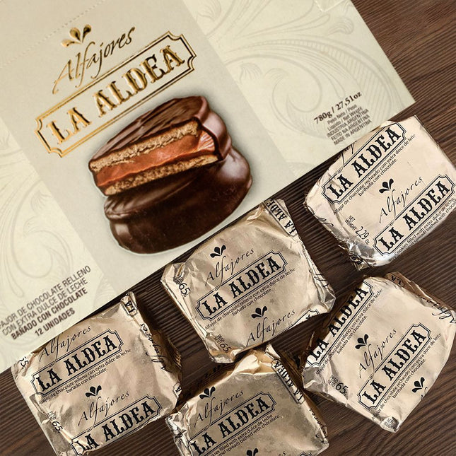 La Aldea Chocolate Alfajores Filled with Dulce de Leche, 780 g / 27.51 oz (Box of 12)