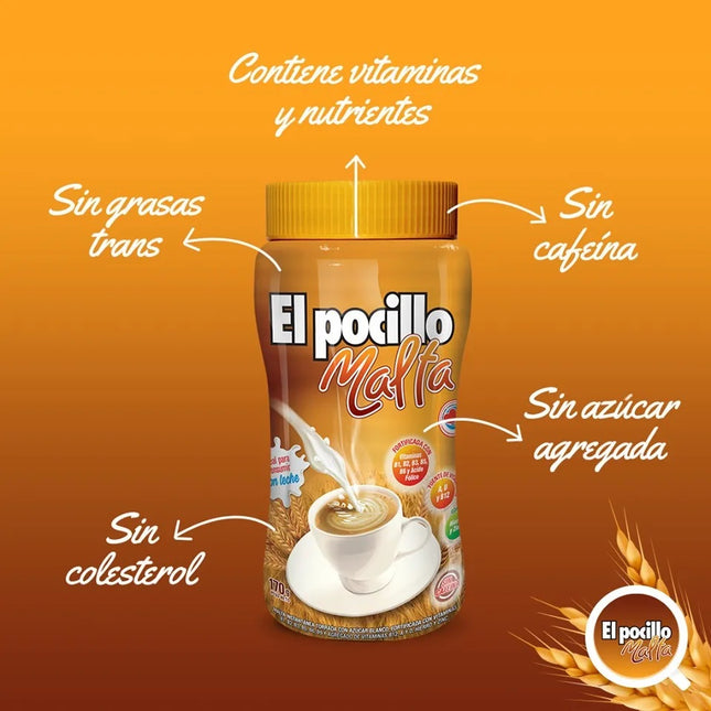 El Pocillo Malt Coffee, 170 g / 5.99 oz (Bottle)