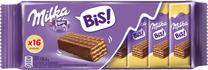 Oblea BIS bañada con chocolate Milka, 105,6 g / 3,72 oz (Contiene 16 unidades)