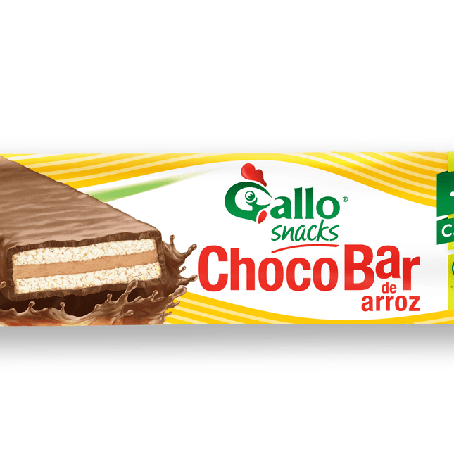 Oblea ChocoBar de arroz bañada en chocolate Sin TACC Gallo, 20 g / 0,02 oz (3 unidades)