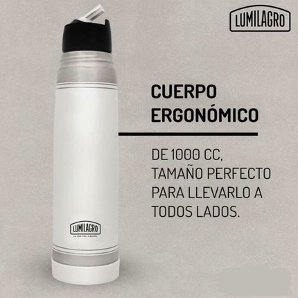 Termo Lumilagro Blanco Luminox Original, 1 Litro